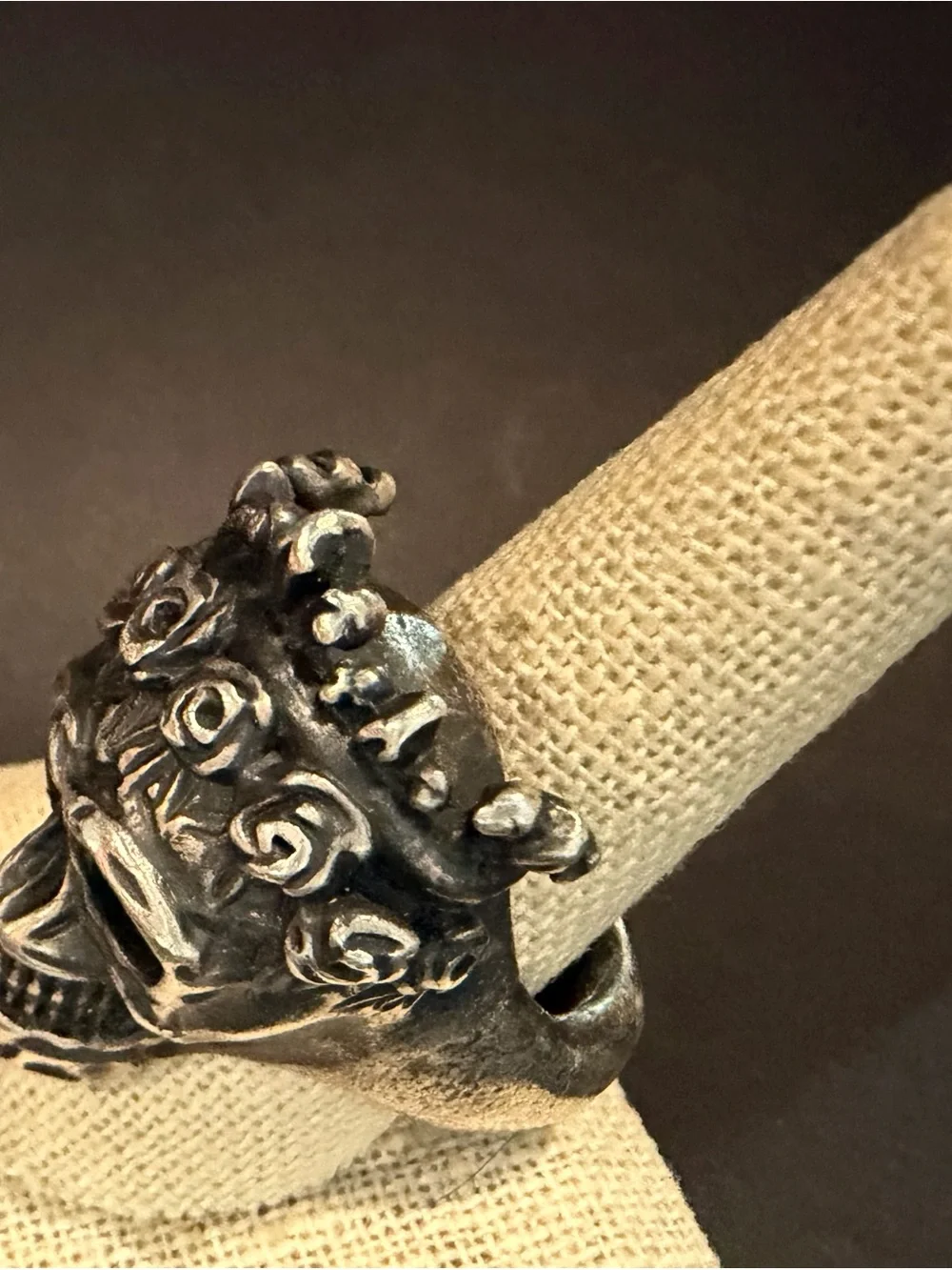 .925 Sterling Silver Crowned Tiara Skull Statement Ring Size 10